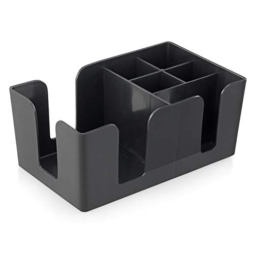 New Star Foodservice Plastic Bar Caddy Organizer with 6 Compartments, Black