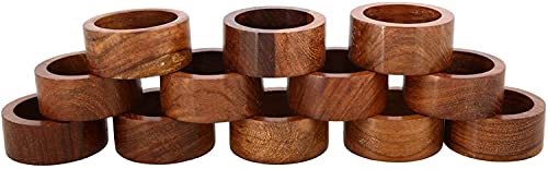 SHAFA IMPEX Napkin Rings, Wood Napkin Rings Set of 12 Napkin Holders Buckles for Dining, Anniversary, Birthday, Dinner, Christmas, Party of Table Setting (Pack of 12