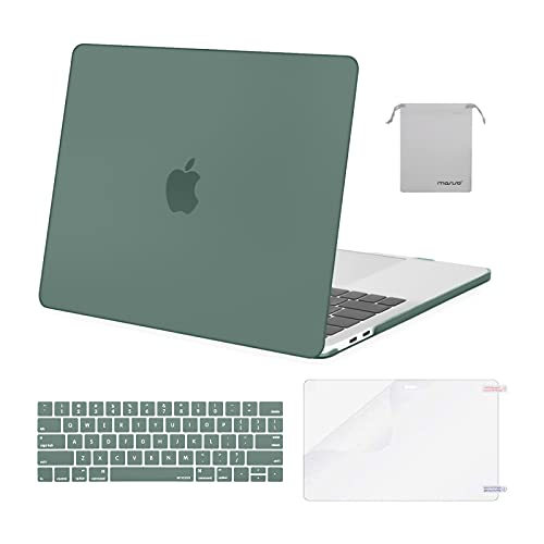 MOSISO Compatible with MacBook Pro 13 inch Case M2 2024, 2023, 2022-2016 A2338 M1 A2251 A2289 A2159 A1989 A1708 A1706, Plastic Hard Shell&Keyboard Cover&Screen Protector&Storage Bag, Midnight Green