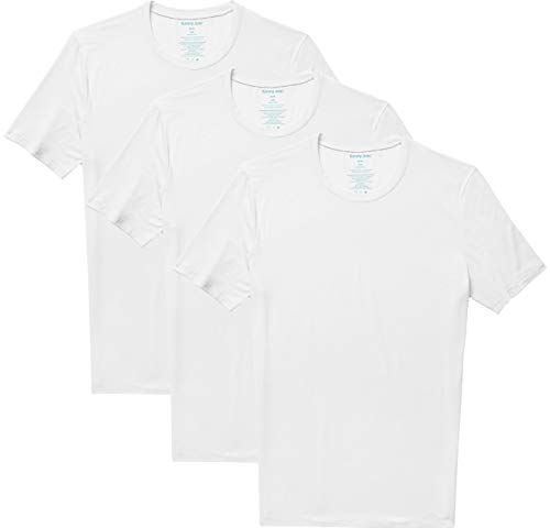 Tommy John Men's Second Skin 2.0 T-Shirt - 3 Pack - Stay Tuck Design - Soft Slim Fit Crew Neck Undershirt Tee (White, XX-Large)