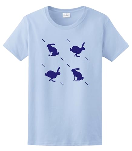 Easter Home Decor Classic Bunny Silhouette Pattern Ladies Short Sleeve T-Shirt X-Large Light Blue