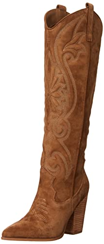 Steve Madden Women's Lasso Western Boot, Chestnut Suede, 8