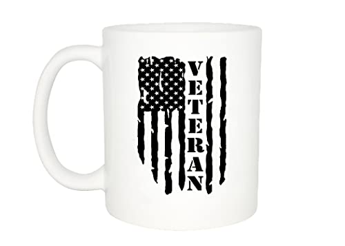 Rogue River Tactical Tattered USA Flag Veteran Coffee Mug Military Vet Novelty Cup Great Gift Idea For Military Veteran