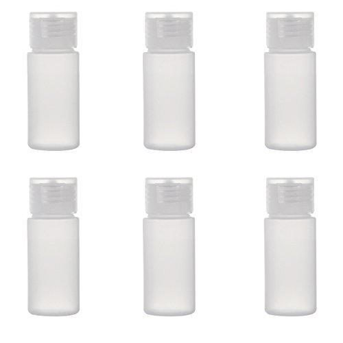 ALINK Travel Size Plastic Empty Toiletry Bottles, 30ml (1 oz) Pack of 6 Liquid Containers with Labels