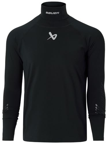 Bauer Hockey Neck Protect Long Sleeve Shirt, Youth (Youth Large) Black