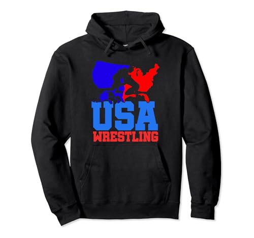 USA Wrestling Patriotic American Flag Sports Wrestling Pullover Hoodie