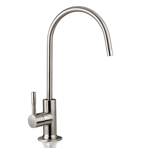 iSpring GA1-BN Drinking Water RO Faucet for Kitchen Sink, Heavy-Duty Lead-Free Reverse Osmosis Faucet for RO Water Filtration System, Non-Air Gap 100% Stainless Steel RO Faucet, Brushed Nickel Finish