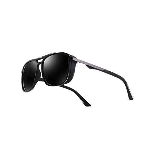 kimorn Polarized Sunglasses For Men Square Frame Unisex Outdoor Sports Goggle Classic K0623 (Matte-Black&Grey)