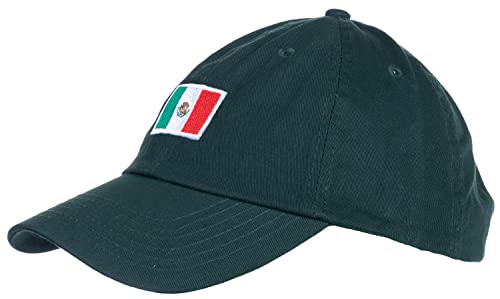 Ann Arbor T-shirt Co. Mexican Flag Hat - Country of Mexico Pride, Low Profile Mexicano Baseball Dad Hat for Men & Women - (Dark Green)