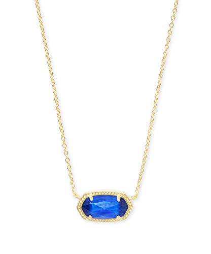 Kendra Scott Elisa Short Pendant Necklace for Women, Dainty Fashion Jewelry, 14k Gold-Plated Brass, Cobalt Cats Eye