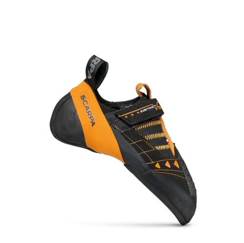 SCARPA Instinct VS Rock Climbing Shoes for Sport Climbing and Bouldering - Black/Orange - 8.5