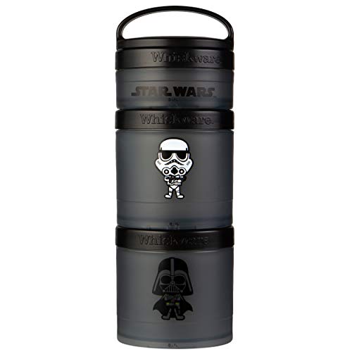 Whiskware Plastic Star Wars Stackable Snack Containers for Kids and Toddlers, 3 Stackable Snack Cups for School and Travel, Stormtrooper and Darth Vader