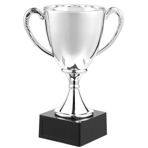 Juvale Trophy Cup Award - 8 Inch Silver Plastic Trophy for Sports Competitions Events Party Decoration