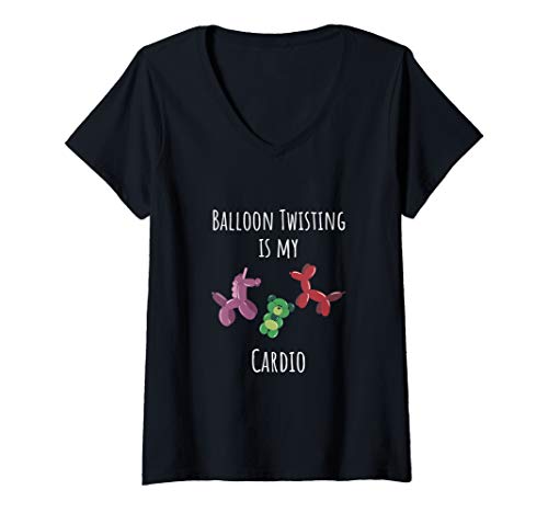 Womens Balloon Twisting Is My Cardio Artist Animal Twister V-Neck T-Shirt