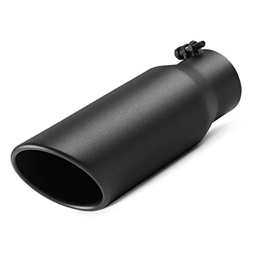 A-KARCK Exhaust Tip 3 Inch Inlet, 3' Inlet 4' Outlet 12' Long Black Coated Finish Muffler Tip For Truck Tailpipe, Stainless Steel Rolled Edge