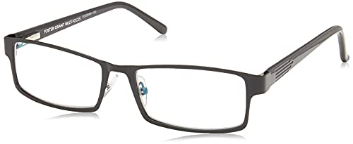 Foster Grant Men's Sawyer Multifocus Rectangular Reading Glasses, Black/Transparent, 54 mm + 2