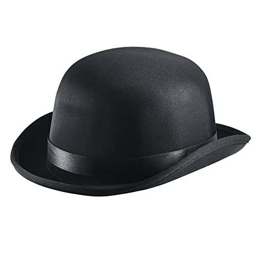 Skeleteen Black Bowler Derby Hat - Bolivian Costume Accessories Victorian Hats for Adults and Children Costumes