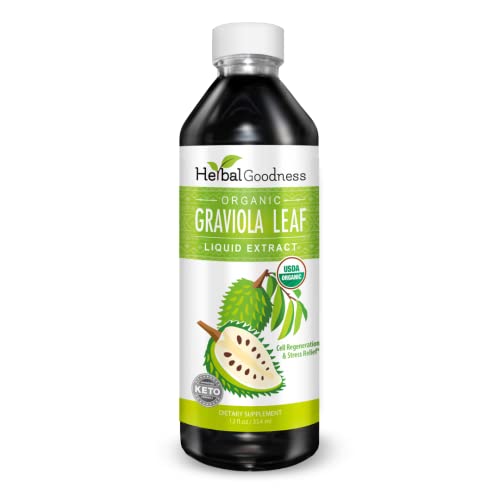 Soursop Graviola Leaf Extract 15X Strength - Soursop Bitters Liquid Drop - Organic, Kosher - Cell Support, Regeneration, Stress Relief, Immune Boost, Relax, Liver, Sleep - Herbal Goodness - 12oz