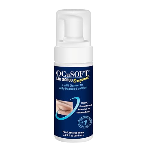 OCuSOFT Lid Scrub Original Foaming Eyelid Cleanser - Mild Instant Foaming Eyelid & Eyelash Cleanser - Daily Eyelid Wash to Remove Oil, Dust, Pollen & Eye Makeup - 7.25 fl oz