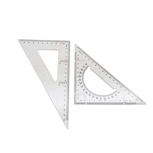 Pack of 2 Transparent Triangle Plastic Ruler Scale Set Square:30/60 Degree & 45/90 Degree Angle Acrylic Architectural Drawing Drafting Tool School Classroom Kids Triangular Rulers
