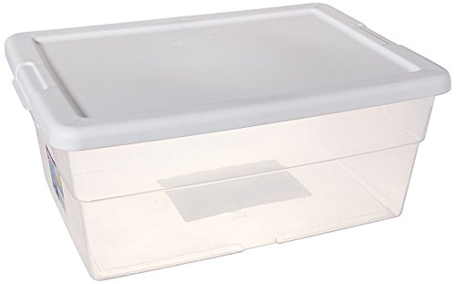 Sterilite 16 Quart Basic Clear Storage Box with White Lid (Pack of 2)