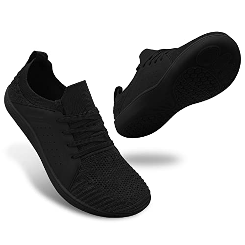 relxfeet Men's Barefoot Shoes Minimalist Cross-Trainer Shoes Wide Toe Walking Shoes Zero Drop Sole Lightweight Trail Running Sneakers Casual Shoes for Fitness Jogging Wrestling Hiking Black 10