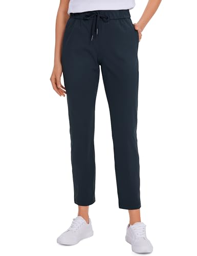 CRZ YOGA Womens 4-Way Stretch Ankle Golf Pants - 7/8 Dress Work Pants Pockets Athletic Travel Casual Lounge Workout True Navy 2 Medium