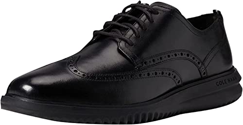 Cole Haan Men's Grand+ Wingtip Oxford, Black Leather/Black, 12