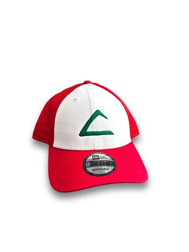 Novelty Embroidered Ash Ketchum Red and White New Era League Trainer Anime Cosplay Snapback for Kids and Adults - Halloween Costume or a Gift!