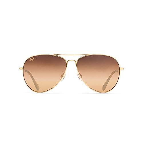 Maui Jim Men's and Women's Mavericks Polarized Aviator Sunglasses, Gold/HCL Bronze, Medium