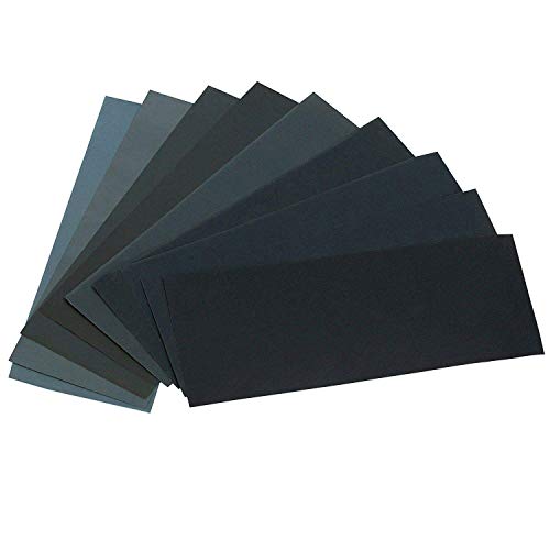 HSYMQ 24PCS Sand Paper Variety Pack Sandpaper 12 Grits Assorted for Wood Metal Sanding, Wet Dry Sandpaper 120/150/180/240/320/400/600/800/1000/1500/2500/3000 Grit