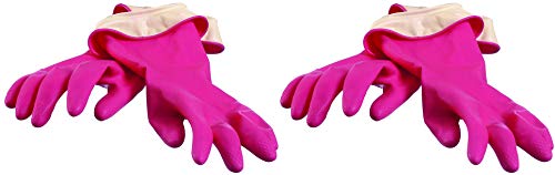 Casabella Premium Waterblock Cleaning Gloves - 2 PAIR (4 Gloves) Pink - Medium