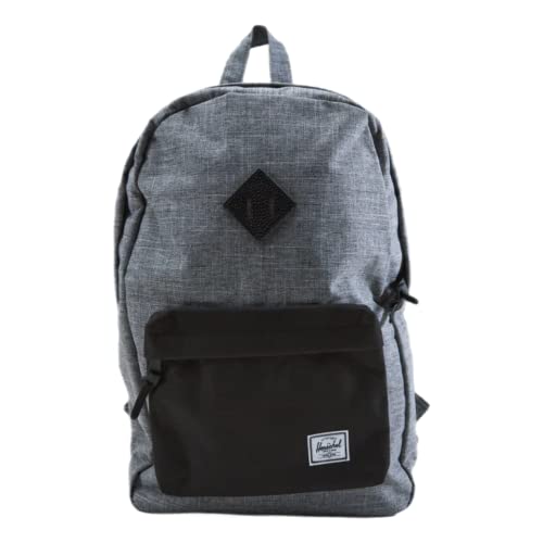 Herschel Heritage Backpack, Raven Crosshatch/Black/Black Pebbled Leather, Classic 21.5L