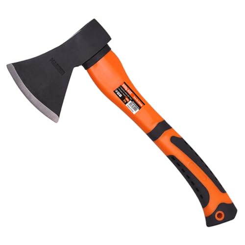 Edward Tools Wood Axe - Heavy Duty Small Camp Hatchet with Sheath - for Splitting Wood, Kindling - Forged Steel Blade with No Slip Handle - Throwing Hatchet and Axe