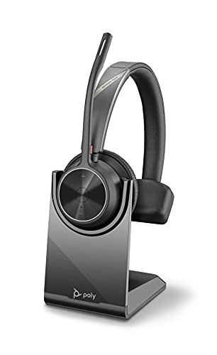 Poly - Voyager 4310 UC Wireless Headset + Charge Stand (Plantronics) - Single-Ear Headset w/Mic - Connect to PC/Mac via USB-A Bluetooth Adapter, Cell Phone via Bluetooth -Works with Teams, Zoom &More