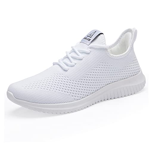 BXYJDJ Men's Running Shoes Walking Trainers Sneaker Athletic Gym Fitness Sport Shoes Lightweight Casual Working Jogging Outdoor Shoe White Size12.5