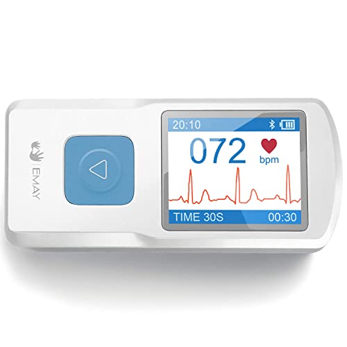 EMAY Portable ECG Monitor | Record ECG and Heart Rate Anytime Anywhere | Stand-alone Device with LCD Screen and Storage | No Subscription Required