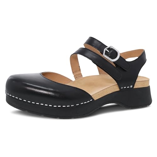 Dansko Rissa Closed Toe Sandal for Women - Unique and Stylish Shoe with Recycled Textile Linings and Leather Uppers - All-Day Legendary Comfort Black 7.5-8 M US
