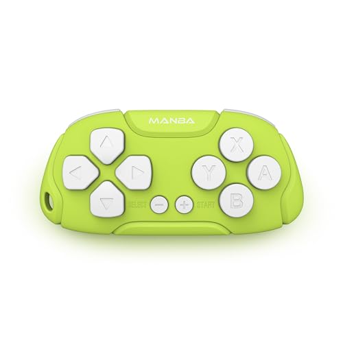 Manba Mini Wireless Controller, Remote for Switch/OLED, Windows,MacOS and Android with Cable and Strap,Designed for Classic Games (Green)
