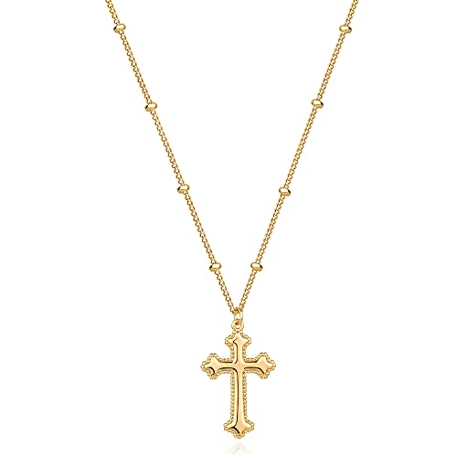 MTMY Gold Cross Necklace 14K Gold Plated Dainty Gold Cross Pendant Necklace for Women Delicate Necklace Jewelry Gifts(cross 7)