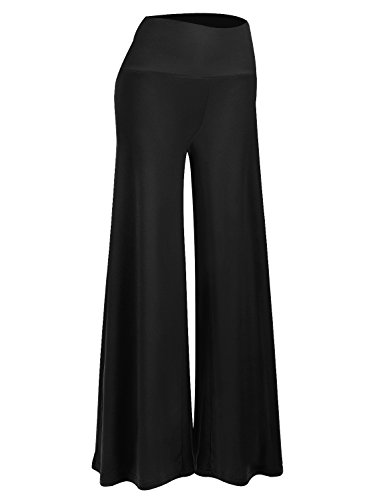 Arolina Women's Stretchy Wide Leg Palazzo Lounge Pants Casual Comfy High Waist Palazzo Pants Black