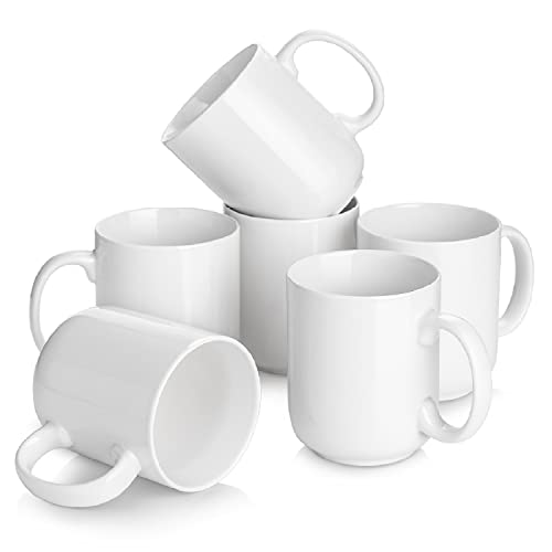 DOWAN 20 Oz Coffee Mugs Set of 6, Large White Coffee Mugs With Handles, Ceramic Coffee Cups for Coffee, Tea, Hot Cocoa, Large Mugs for Women Men, Party, DIY Gifts, Wedding Gifts