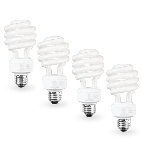 SLEEKLIGHTING E26 Standard Screw Base 23Watt CFL Light Bulb - 4 Pack 2700 Kelvin for a Warm White and 1600 Lumens (100 Watt Light Bulb Equivalent) - UL Listed