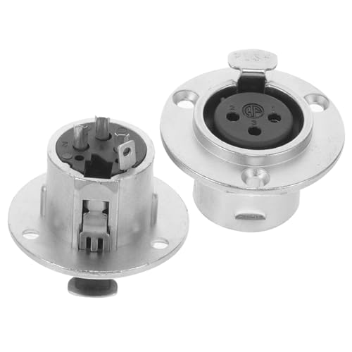 Abaodam 2pcs Audio Socket Speaker Connector Adapter Microphone Female Mount Jack Socket Connector Female Jack Socket 3 Pin Female Connector Round Female Socket Female Seat Panel Zinc Alloy