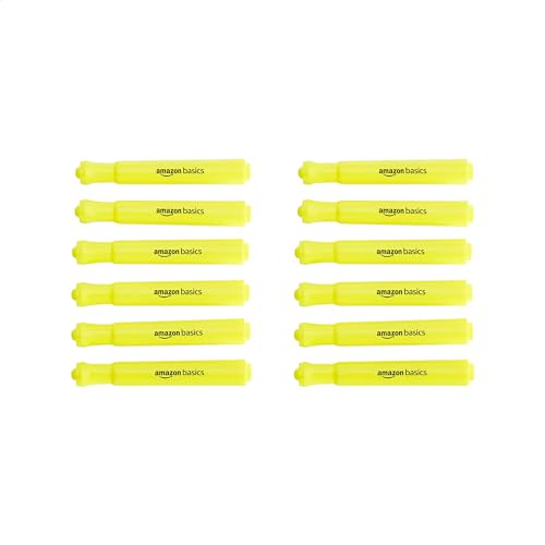 Amazon Basics Tank Style Highlighters - Chisel Tip, Yellow, 12-Pack