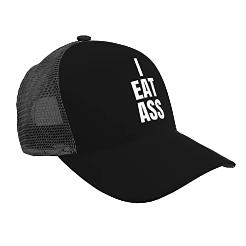 I Eat Ass Summer Outdoor Unisex Baseball Cap Summer Mesh Cap Sandwich Cap Mesh Cap Black