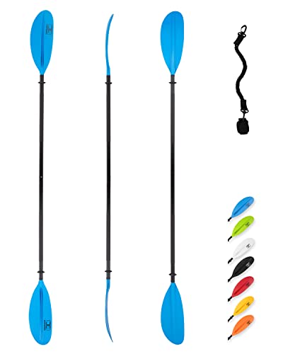 OCEANBROAD Kayak Paddle 90.5in/230cm Alloy Shaft Kayaking Boating Canoeing Oar with Paddle Leash 1 Paddle