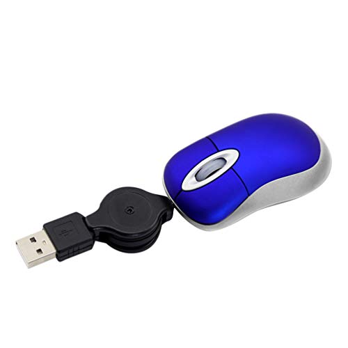 Mini USB Wired Mouse,Retractable Cable Tiny Small Mouse for 3-8 Years Kids Children,1600 DPI Optical Compact Travel Mice with 2.3-Foot USB Cord for Kid Laptop Computer (Blue)