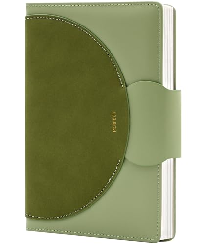 CAGIE Lined Journals for Writing Leather Journal for Women with Buckle Closure 192 Pages 100 GSM, 5.9'x8.5', Green
