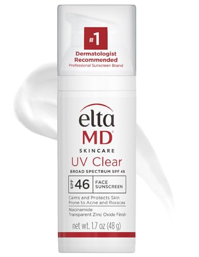 EltaMD UV Clear Face Sunscreen, Oil Free Sunscreen with Zinc Oxide, Dermatologist Recommended Sunscreen, Travel Size, 1.7 oz Pump